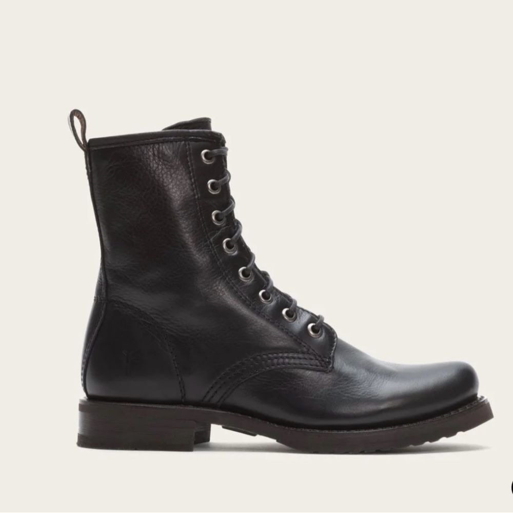Frye Veronica Leather Combat Boot, Black, 7.5